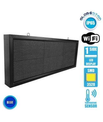 GLOBOSTAR® DISPLAY 90273 Κυλιόμενη Ψηφιακή Επιγραφή P10 Μονής Όψης LED AC 220-240V Αδιάβροχο IP54 Μπλε - WiFi Control μέσω FK APP - Αισθητήρας Θερμοκρασίας & Υγρασίας - Μ104 x Π9 x Υ40cm - 2 Χρόνια Εγγύηση